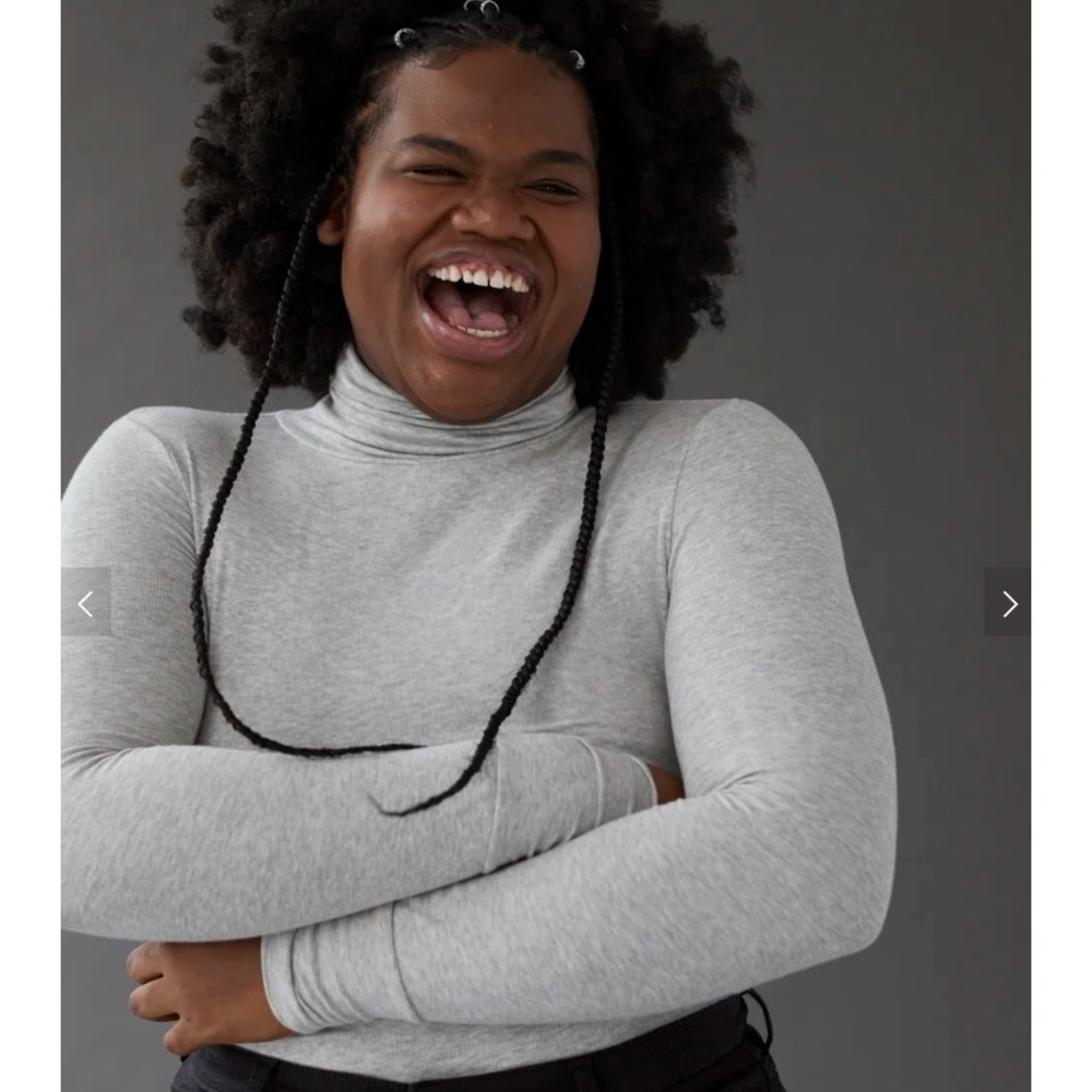 Universal Standard‎ Foundation Micro Ribbed Knit Turtleneck Top Heather Grey XL